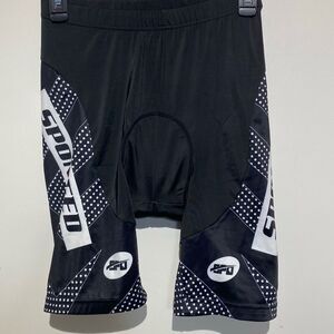 Sponeed Men's Black White Padded Polka Dot Athletic Cycling Shorts Medium
